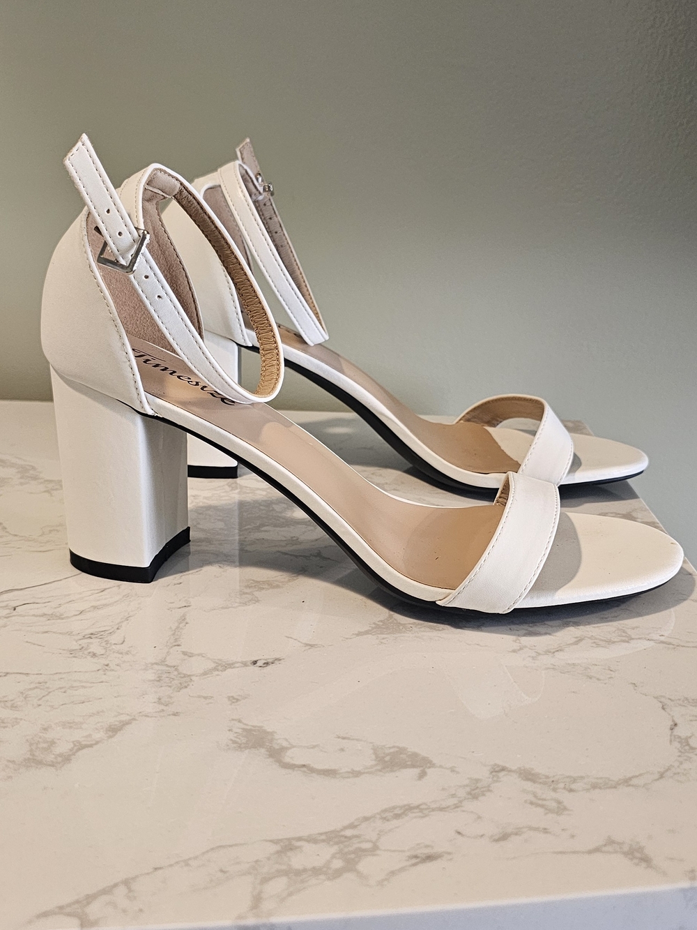 Classic White Block Heel Sandals - Women